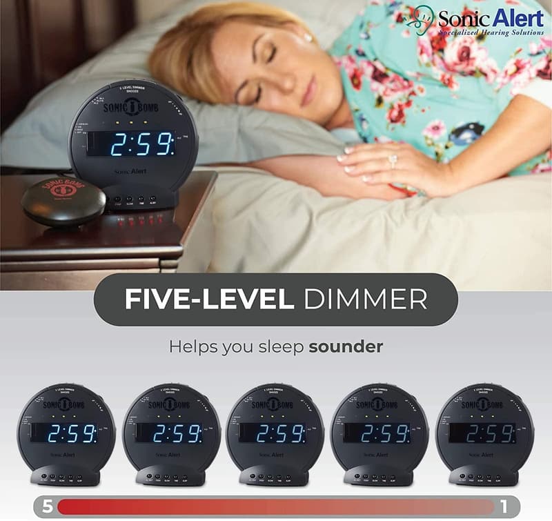 Sonic Bomb Dual Alarm Clock with Shaker for Heavy Sleepers