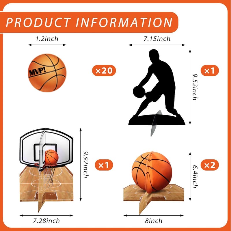 Basketball Centerpieces - 24 Piece Party Decorations