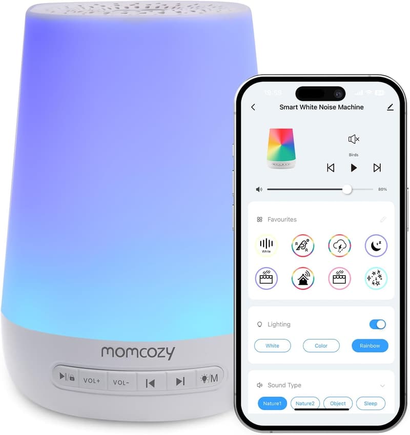 Baby Sound Machine with Night Light & App Control for Sleep