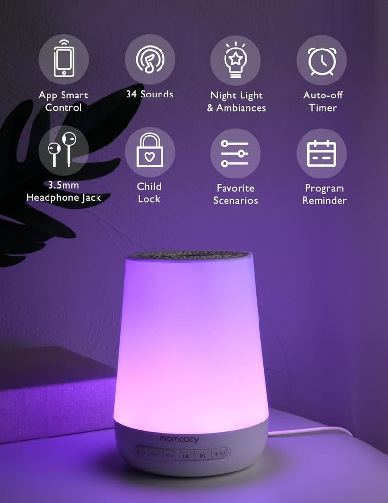 Baby Sound Machine with Night Light & App Control for Sleep