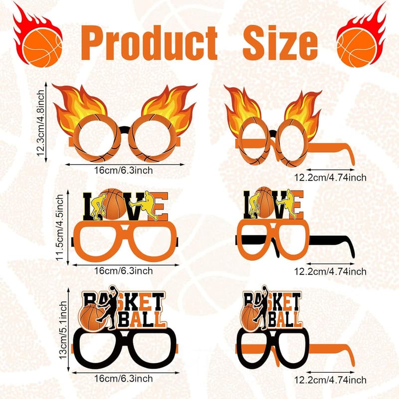 Basketball Party Favors - 36 Pcs Photo Booth Glasses