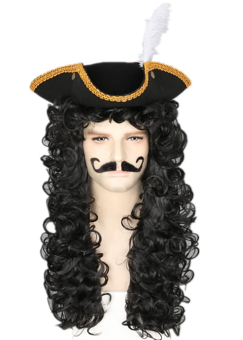 Halloween Pirate Captain Wig for Men & Women - Black Cosplay Wig
