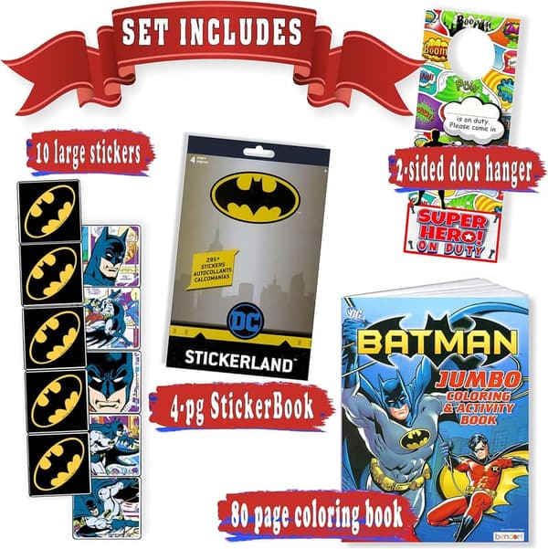 Batman Stickers & Activity Set with Coloring Book and Door Hanger