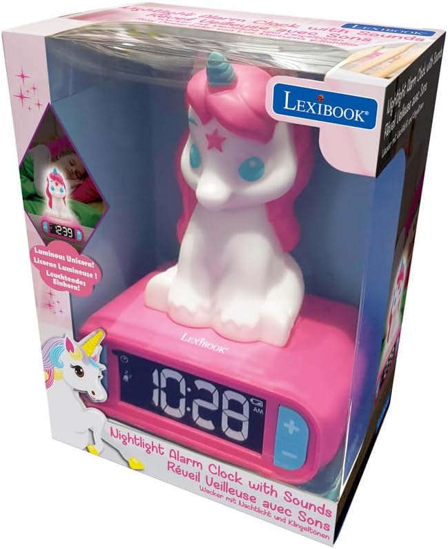 Unicorn Digital Alarm Clock for Kids with Night Light - Pink