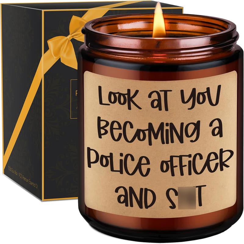 Police Academy Graduation Scented Candle - Unique Gift for Him