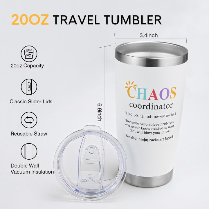 Mother's Day Chaos Coordinator Tumbler - 20oz, Funny Gift for Women