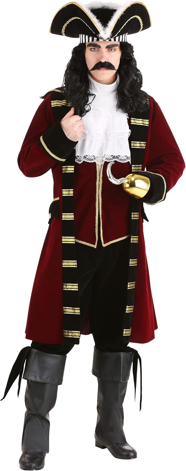 Maroon Deluxe Captain Hook Costume for Men - Halloween Outfit