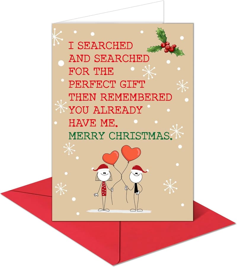 Merry Christmas Greeting Card with Envelopes for Couples