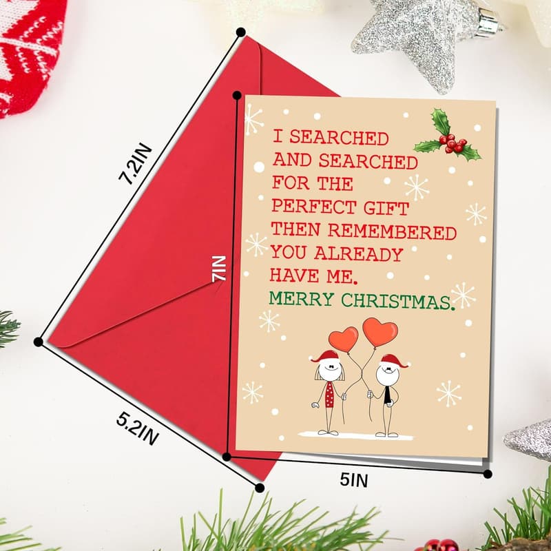 Merry Christmas Greeting Card with Envelopes for Couples