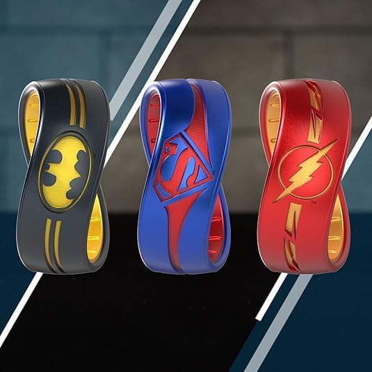 DC Comics Etched Silicone Rings - Batman, Superman, Wonder Woman