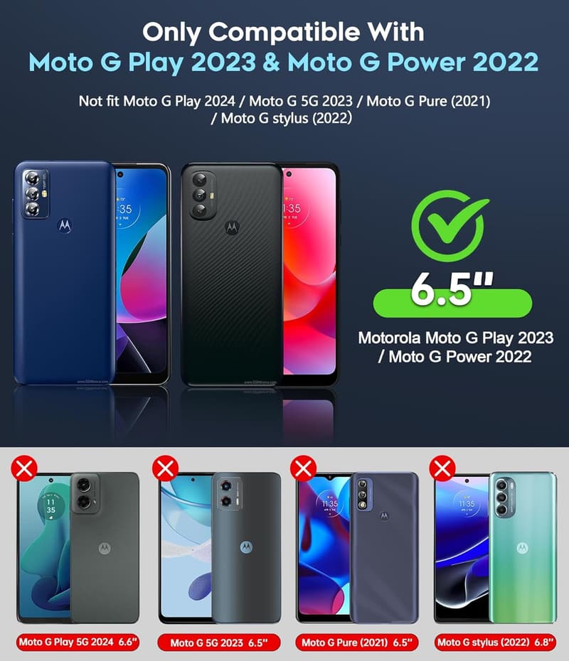 Moto G Play 2023 Heavy Duty Case with 2 Tempered Glass Protectors