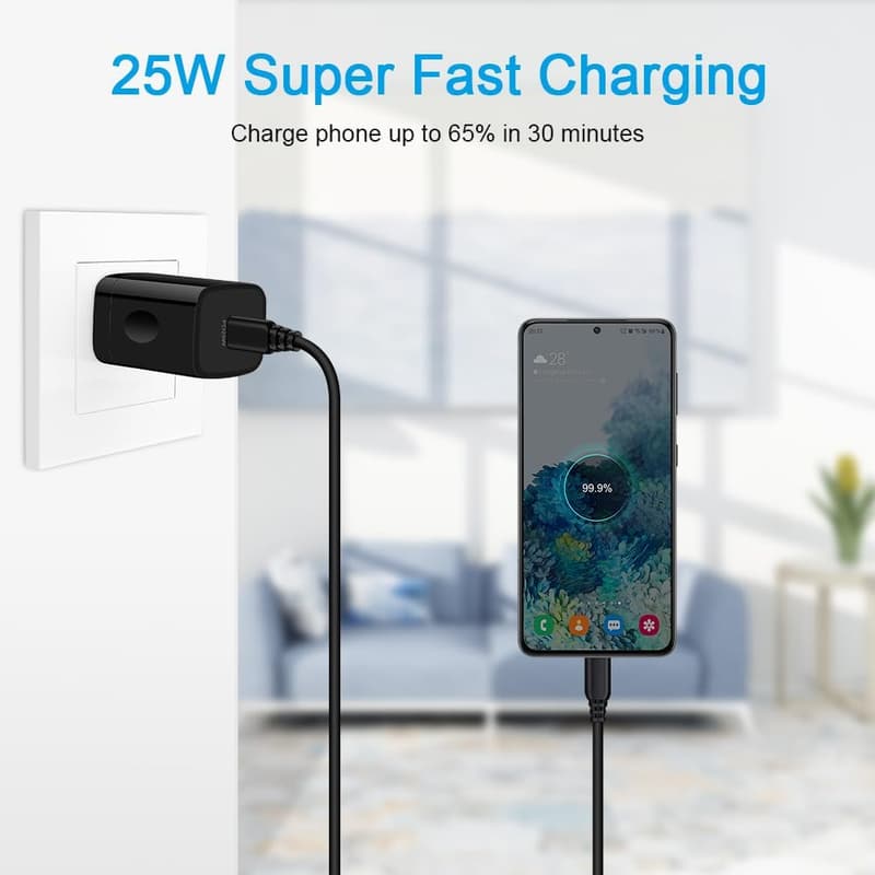25W Fast Charger for Motorola Phones with USB-C Cable