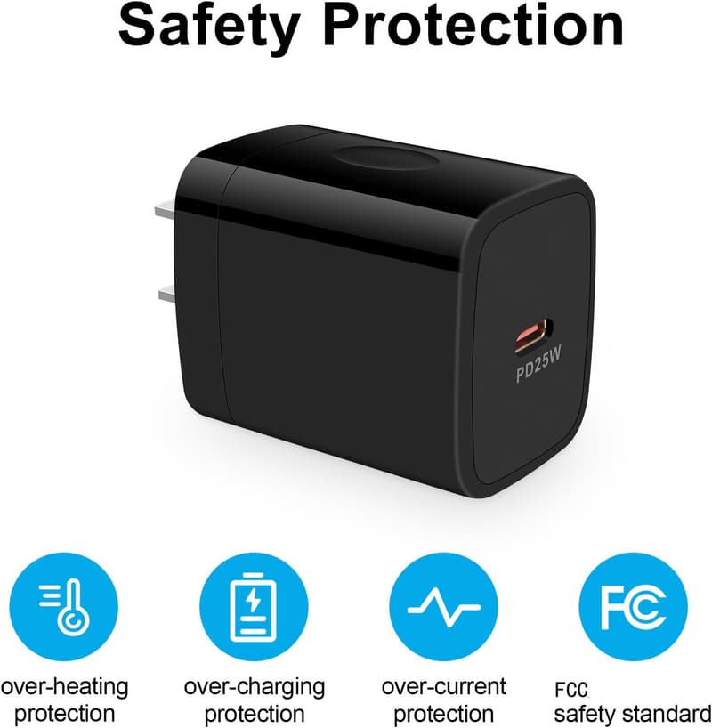 25W Fast Charger for Motorola Phones with USB-C Cable