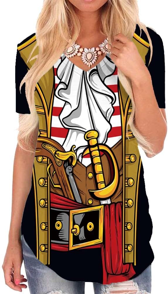 Women's Pirate Costume Shirt with Funny 3D Graphics