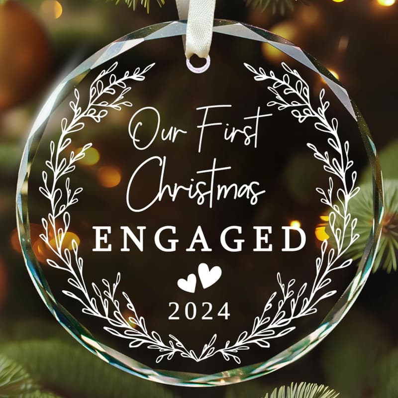 Engagement Gift - Glass Ornament for Couples