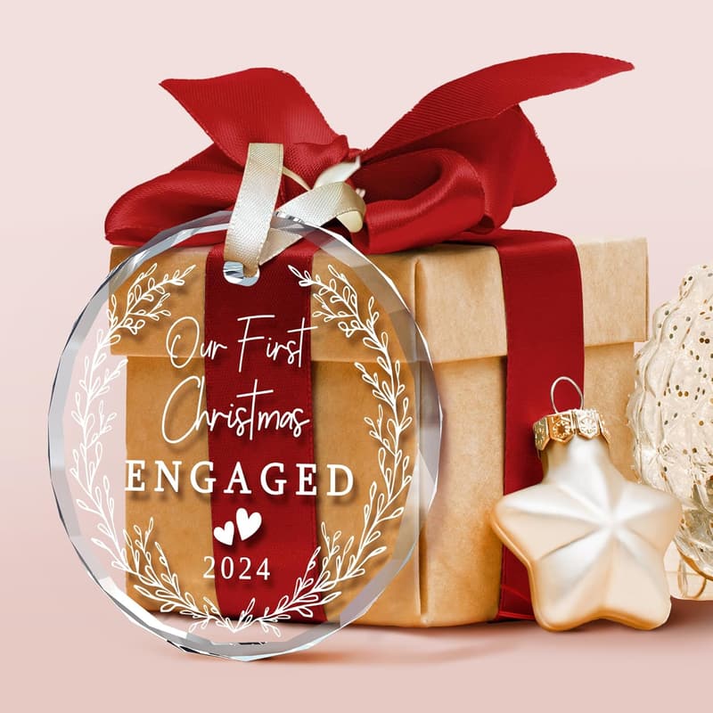 Engagement Gift - Glass Ornament for Couples