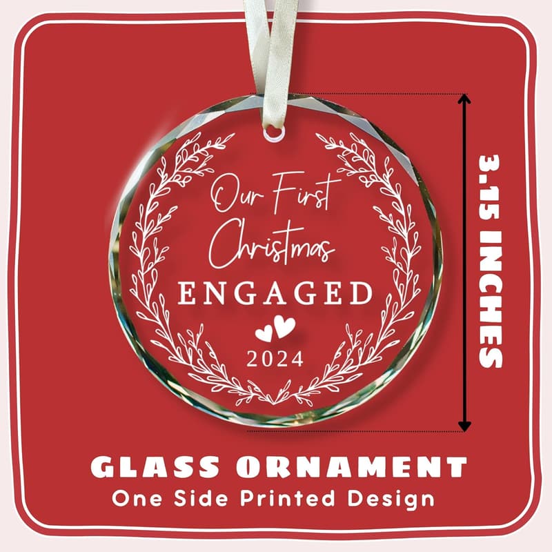 Engagement Gift - Glass Ornament for Couples