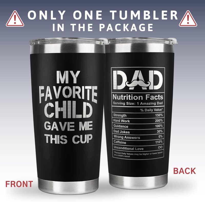 Father's Day Black Tumbler Gift for Dads from Kids