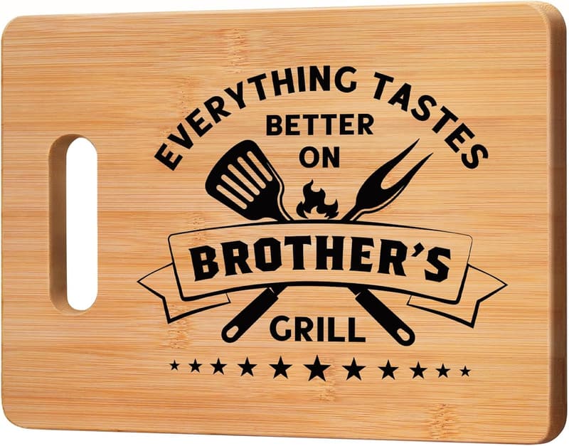 Brother Gift: Personalized 11x8.5 Inch Bamboo Cutting Board