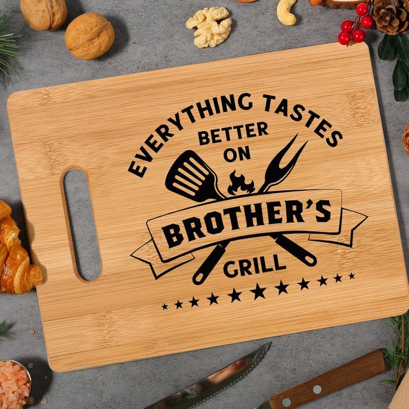 Brother Gift: Personalized 11x8.5 Inch Bamboo Cutting Board
