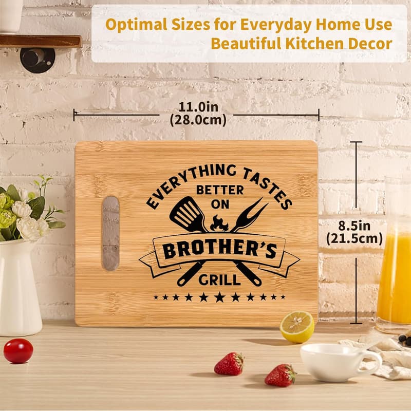 Brother Gift: Personalized 11x8.5 Inch Bamboo Cutting Board