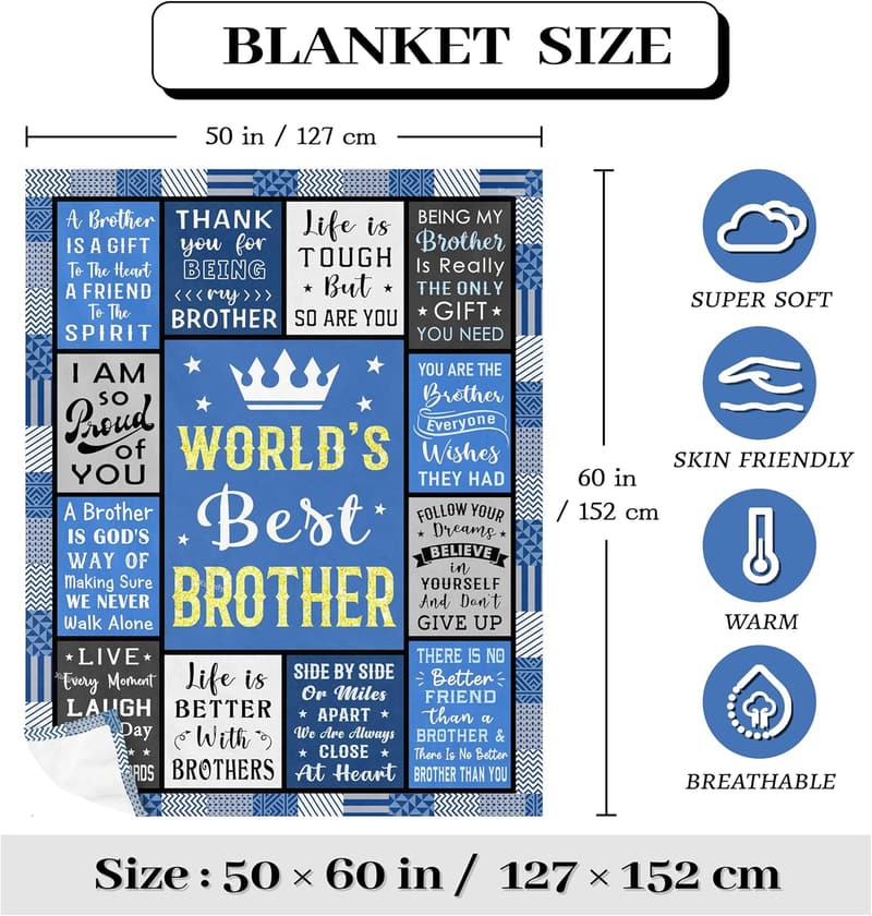 Brother Birthday Blanket Gift from Sister - 60