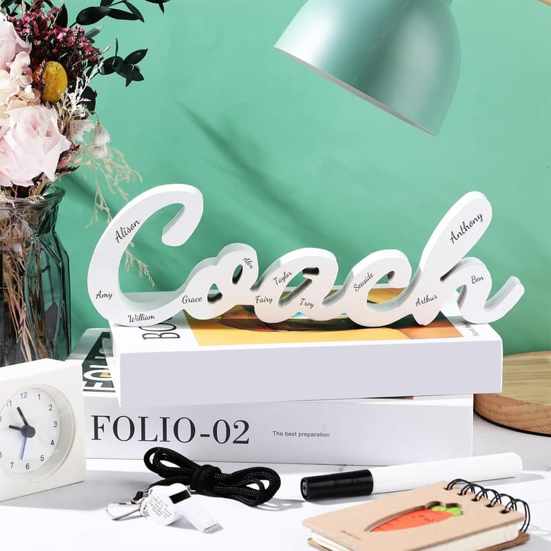 Coach Appreciation Gift Set: Wooden Sign, Pen & Whistle