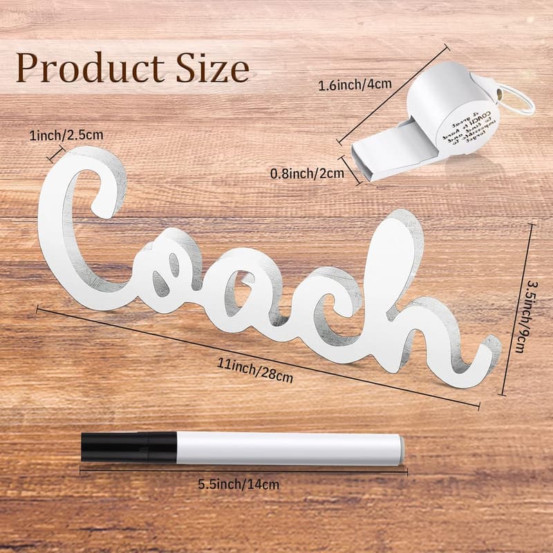 Coach Appreciation Gift Set: Wooden Sign, Pen & Whistle