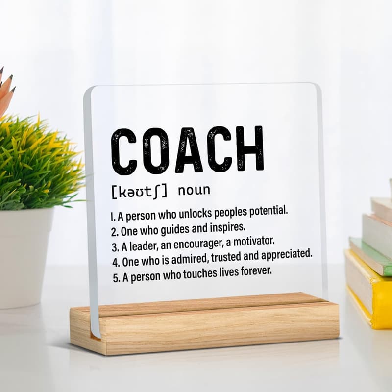 Coach Retirement Acrylic Desk Sign Decor