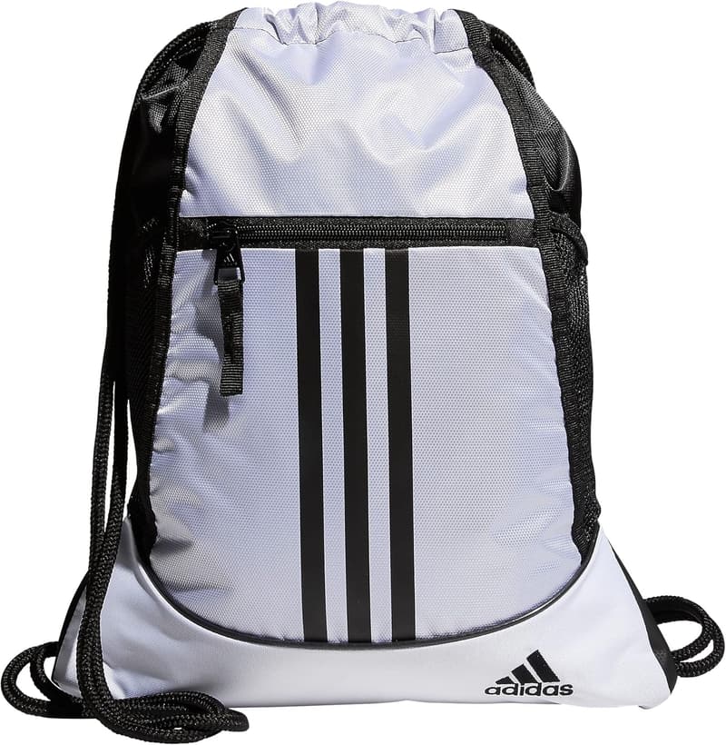 Lightweight Drawstring Backpack for Men & Women - White/Black