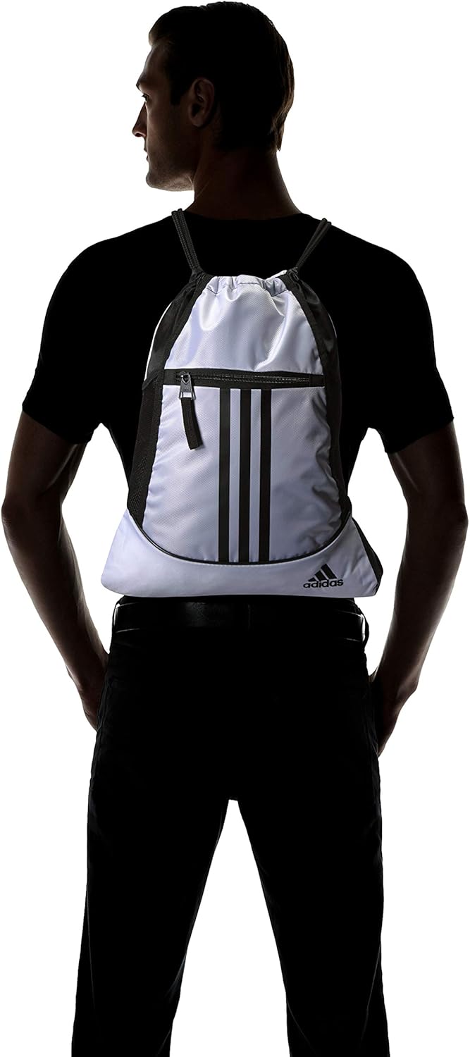 Lightweight Drawstring Backpack for Men & Women - White/Black