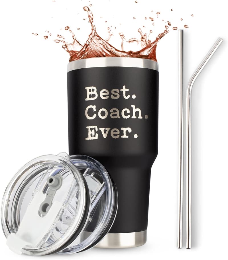 Stainless Steel Travel Tumbler for Coaches – 30 oz Black