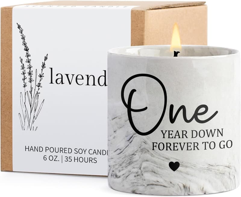 1st Anniversary Porcelain Candle - 6 oz Gift for Couples