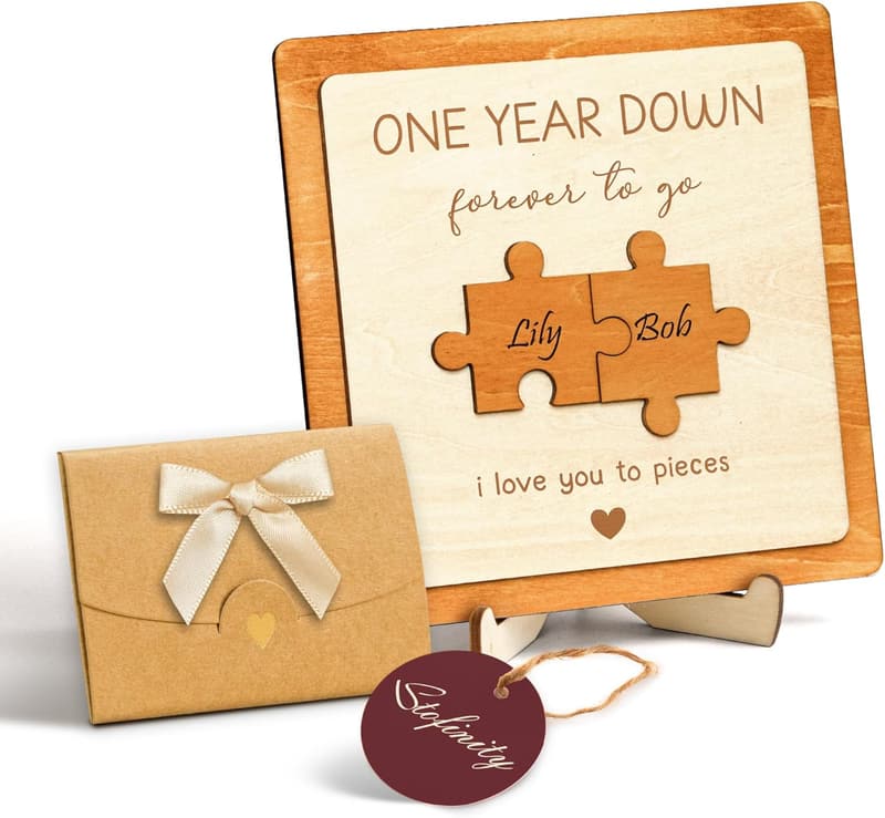 1st Anniversary Personalized Wood Gift for Couples