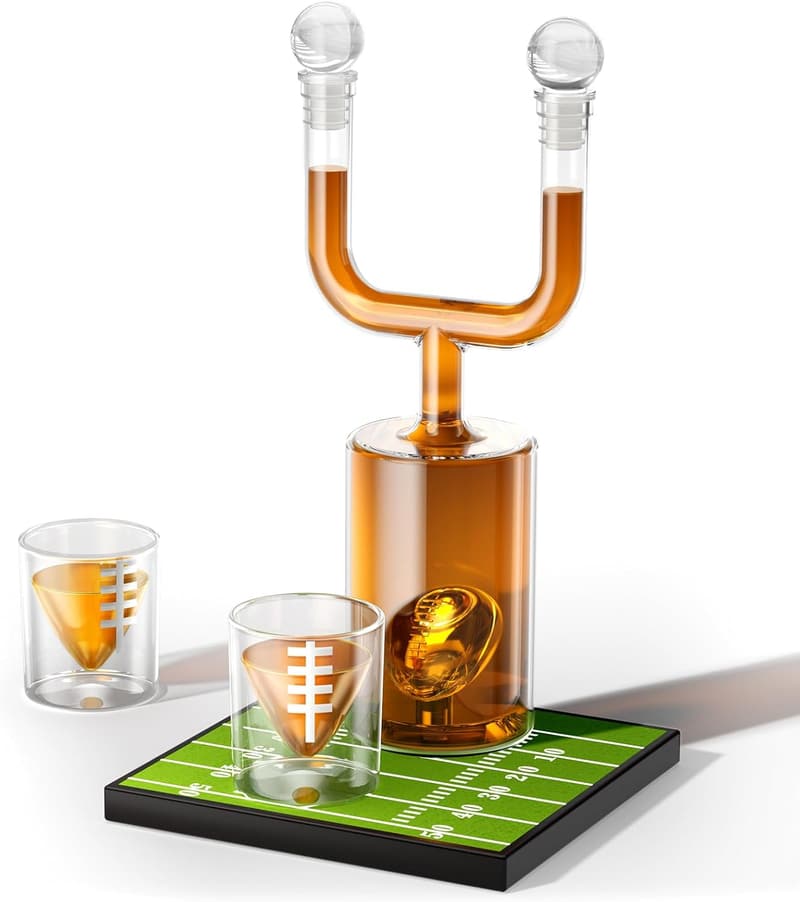 Football Decanter Set - 28oz Whiskey Gift for Men