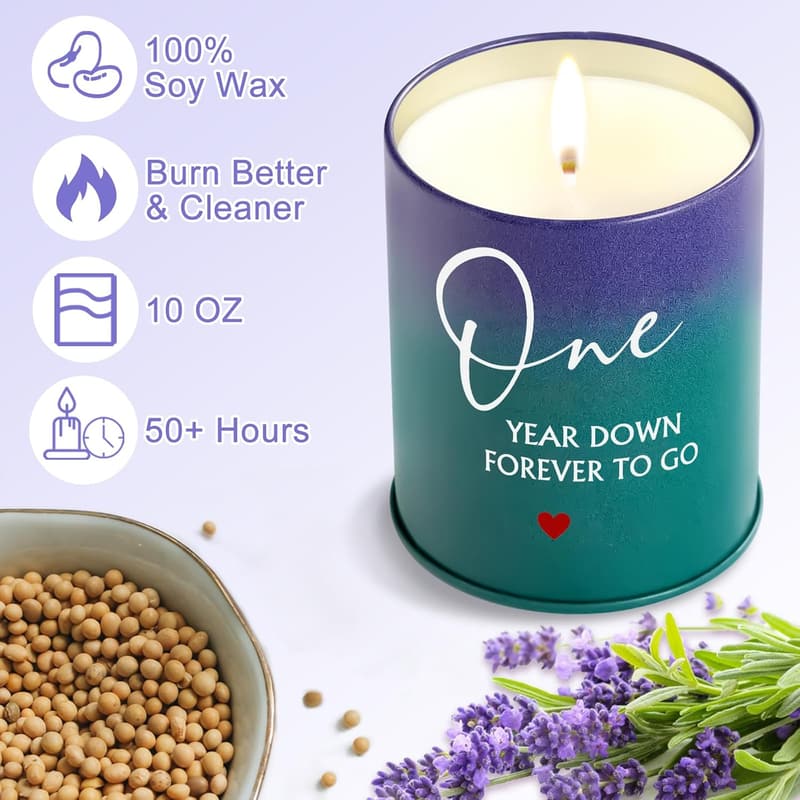 1st Anniversary Lavender Candle – Romantic Gift for Couples (10oz)