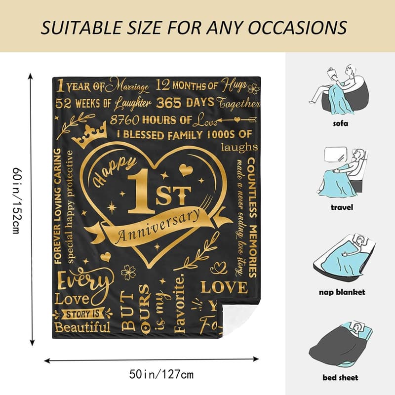 1st Anniversary Personalized Blanket 50