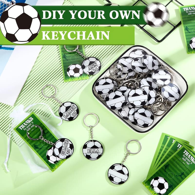 Soccer Baseball Keychain Party Favors - 30 Sets DIY Acrylic