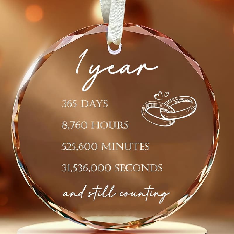 First Anniversary Glass Ornament for Couples