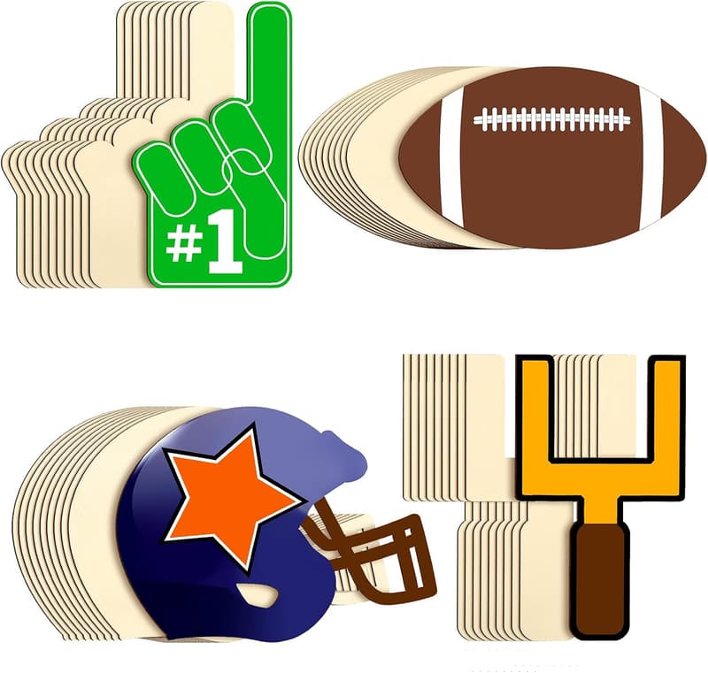 Unfinished Wooden Football Helmet Cutouts for Crafts – 40 Pieces
