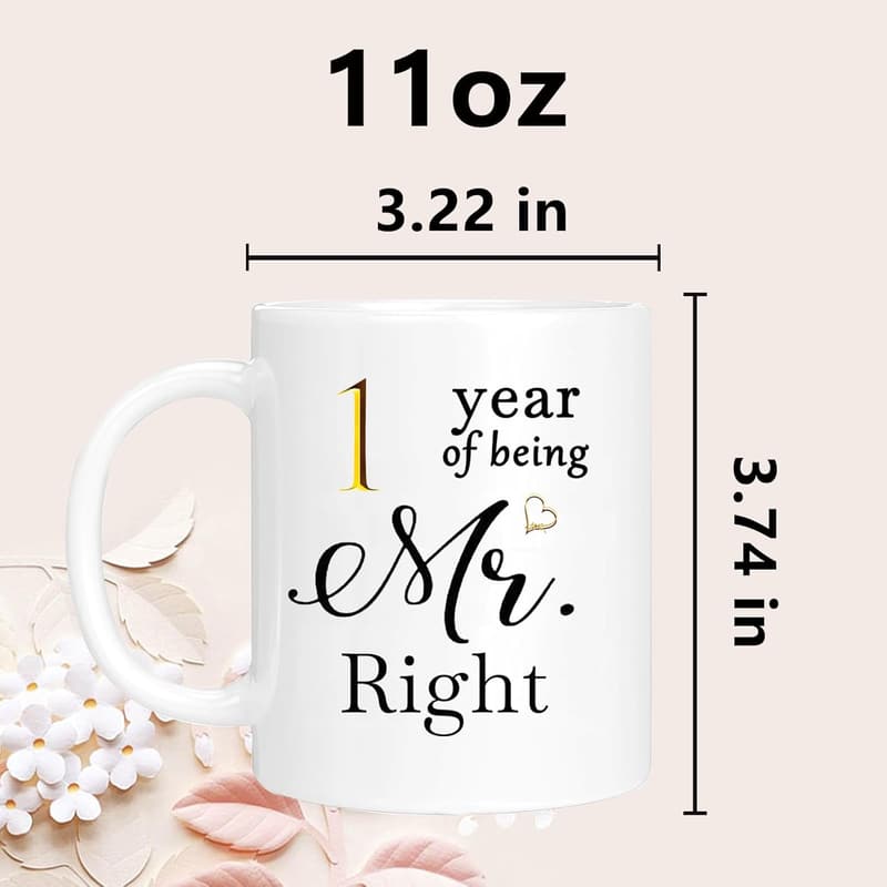 1st Anniversary Coffee Mugs Set for Couples, 11oz Gift Boxed