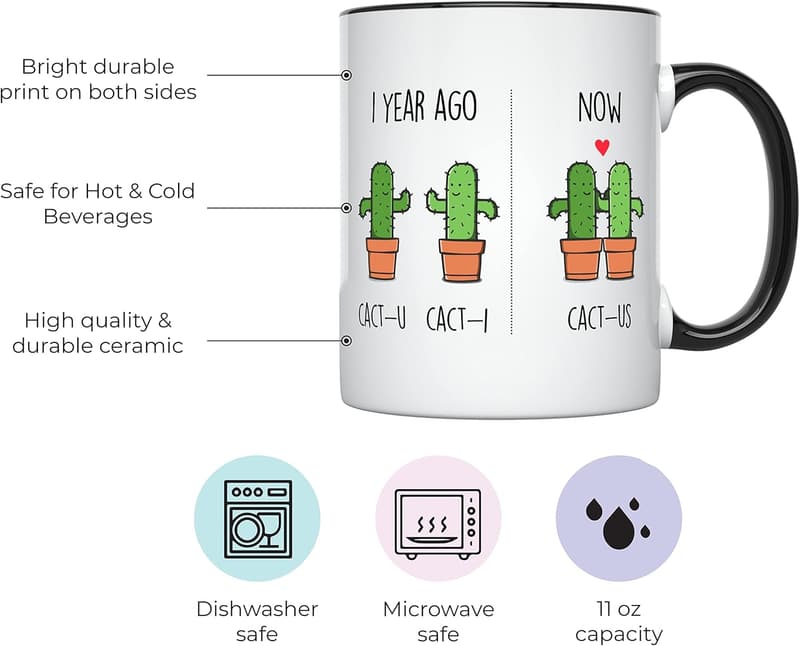 1st Year Anniversary Funny Coffee Mug for Couples, 11 oz
