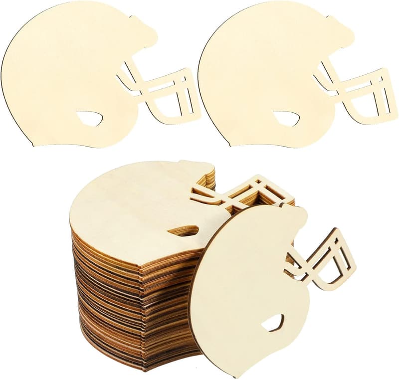 Unfinished Wooden Football Helmet Cutouts for DIY Crafts