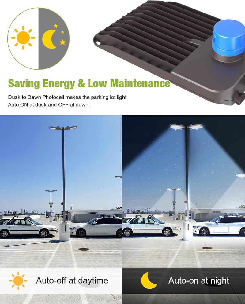 200W LED Parking Lot Lights, 28000LM, Dusk to Dawn, IP65 Waterproof (3 Pack)