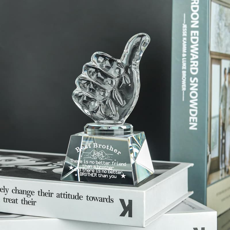 Birthday Gift for Brother - Crystal Award with Thumbs Up
