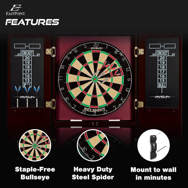 Bristle Dartboard Set with Cabinet - Easy Assembly & Accessories