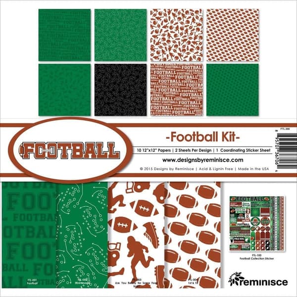Football Collection Kit, Green, 12x12 Inches