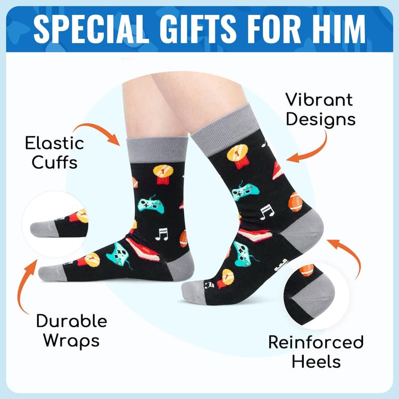 Funny Men's Socks - Cool Gift for Dads, Sons, and Brothers