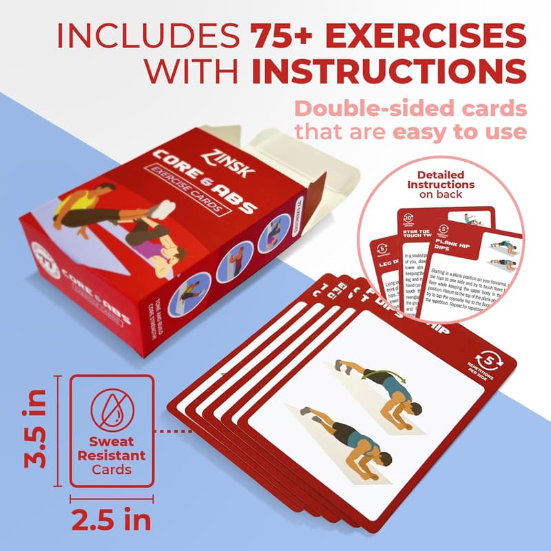 Core Strength Workout Cards – 75+ Fitness Exercises for Home