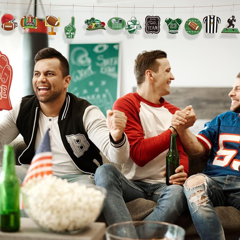Football Party Favors - 24 Wooden Hanging Ornaments